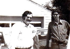 David Dorrough; Jim Harder; in front of garage at Medway House